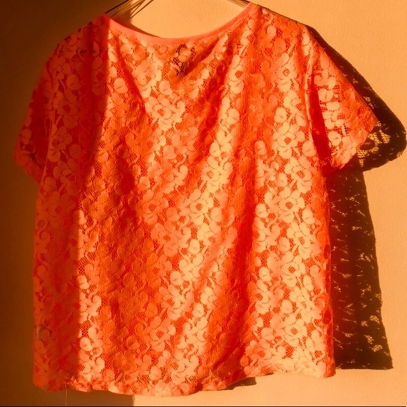 Sexy Sheer Coral Neon Orange T-shirt - Picture 9 of 9